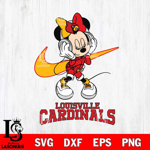 Louisville Cardinals Minnie Mouse Dancing NIKE, Svg Eps Dxf Png File, Digital Download