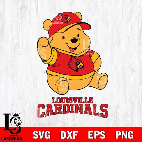 Louisville Cardinals Pooh Bear Disney, Svg Eps Dxf Png File, Digital Download