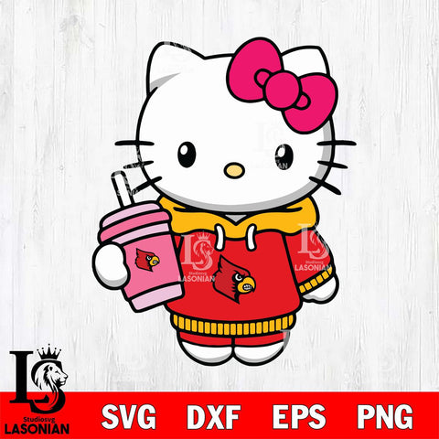 Louisville Cardinals Pretty Hello Kitty Svg Eps Dxf Png File, Digital Download, Instant Download