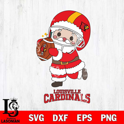 Louisville Cardinals Santa Claus Cute Svg dxf eps png pdf file,NCAA svg,Digital Download,Cricut file