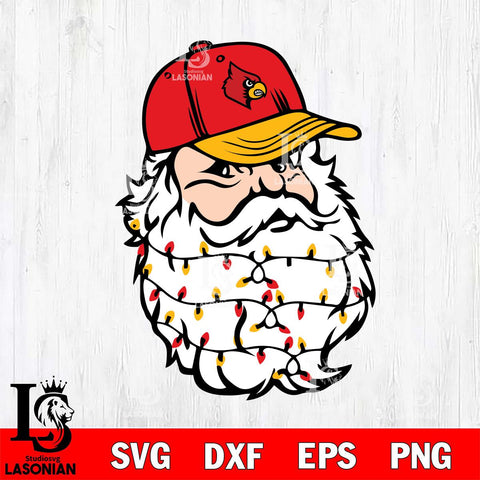 Louisville Cardinals Santa Claus Face Svg dxf eps png pdf file,NCAA svg,Digital Download,Cricut file