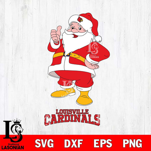 Louisville Cardinals Santa claus Svg dxf eps png pdf file,NCAA svg,Digital Download,Cricut file