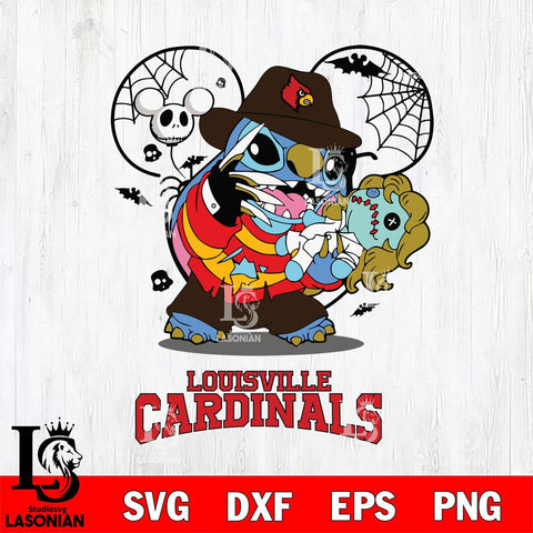 Louisville Cardinals Stitch Freddy Krueger Halloween Svg Eps Dxf Png File, Digital Download, Instant Download