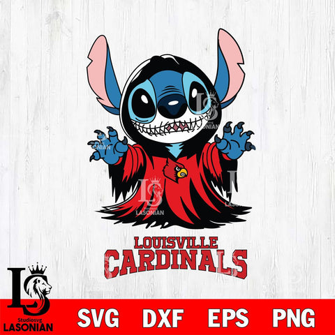 Louisville Cardinals Stitch Ghost Svg Eps Dxf Png File, NCAA svg, Digital Download, Instant Download