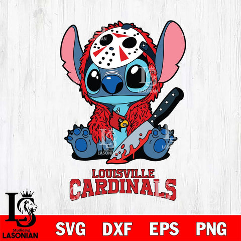 Louisville Cardinals Stitch Jason Voorhees Svg Eps Dxf Png File, NCAA svg, Digital Download, Instant Download