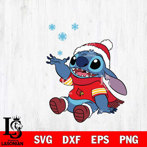 Louisville Cardinals Stitch Wearing Winter Scarf Svg Eps Dxf Png File, Digital Download, Instant Download