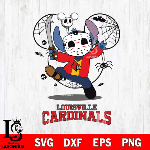 Louisville Cardinals Stitch jason voorhees Halloween Svg Eps Dxf Png File, Digital Download, Instant Download