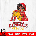 Louisville Cardinals #1 beauty Black Fan Girl, Svg Eps Dxf Png File, Digital Download