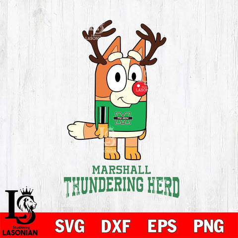 Marshall Thundering Herd Bluey Chilli Christmas Deer Svg Eps Dxf Png File, Digital Download