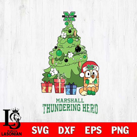 Marshall Thundering Herd Bluey Chilli Christmas Tree Svg Eps Dxf Png File, Digital Download