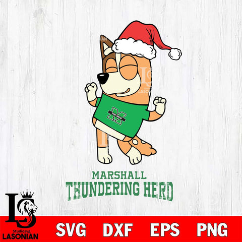 Marshall Thundering Herd Bluey Chilli Happy Christmas Svg Eps Dxf Png File, Digital Download