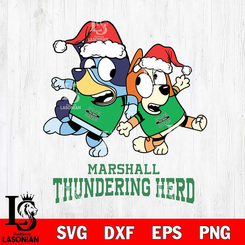 Marshall Thundering Herd Bluey Christmas Holiday Svg Eps Dxf Png File, Digital Download