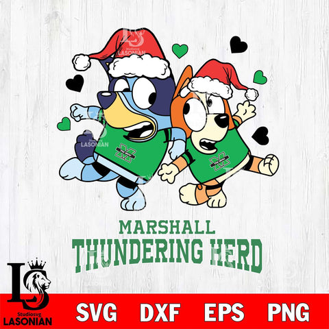 Marshall Thundering Herd Bluey Christmas NFL Svg Eps Dxf Png File, Digital Download