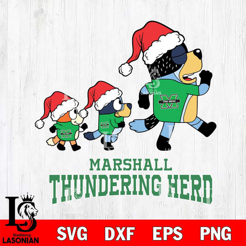 Marshall Thundering Herd Bluey Family Christmas Svg Eps Dxf Png File, Digital Download