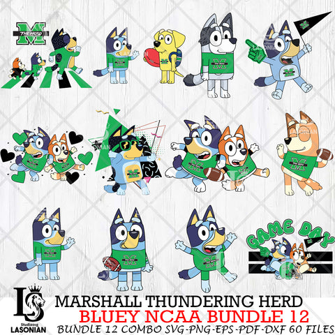 Marshall Thundering Herd Bluey NCAA Bundle 12 Svg Eps Dxf Png File, Digital Download, Instant Download