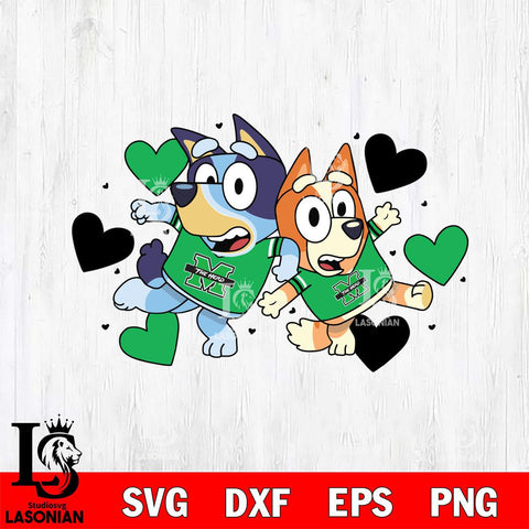 Marshall Thundering Herd Bluey heart Svg Eps Dxf Png File, Digital Download, Instant Download