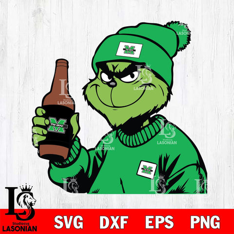 Marshall Thundering Herd Boujee Grinch 5 Svg Eps Dxf Png File, Digital Download, Instant Download