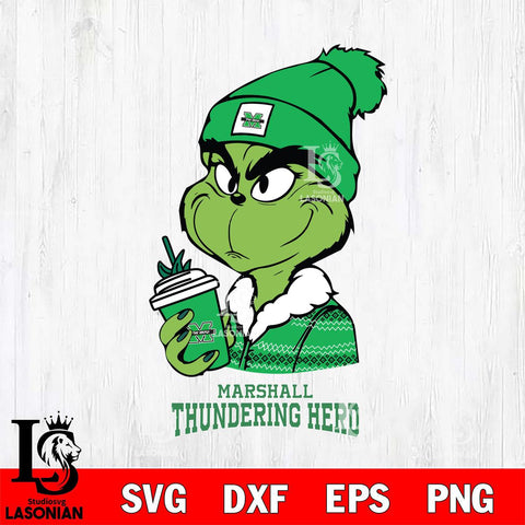 Marshall Thundering Herd Boujee Grinch Christmas Cut Files Cricut, Svg Dxf Eps Png file, Digital download , Silhouette