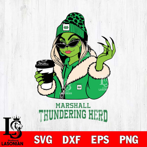 Marshall Thundering Herd Boujee Grinch Girls Christmas Cut Files Cricut, Svg Dxf Eps Png file, Digital download , Silhouette