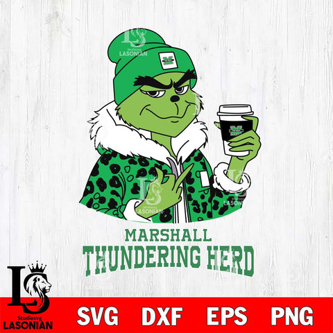 Marshall Thundering Herd Boujee Grinch Leopard Christmas Cut Files Cricut, Svg Dxf Eps Png file, Digital download , Silhouette