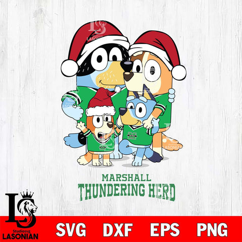 Marshall Thundering Herd Christmas Bluey Family Sport Cut Files,Bluey Cricut,Christmas Svg , Bluey svg , Digital Download, dxf eps png pdf file