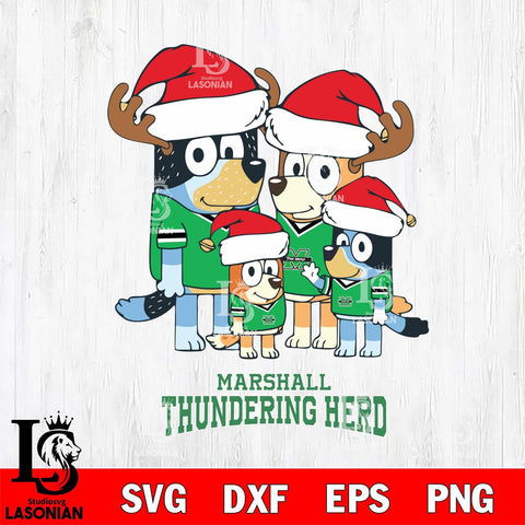 Marshall Thundering Herd Christmas Bluey Santa Family Cut Files,Bluey Cricut,Christmas Svg , Bluey svg , Digital Download, dxf eps png pdf file