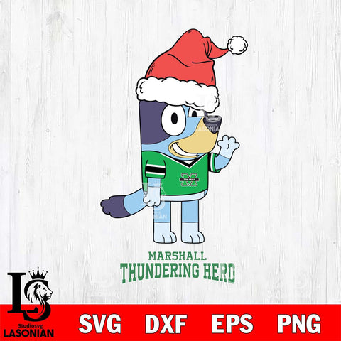 Marshall Thundering Herd Christmas Bluey Say Hi Cut Files,Bluey Cricut,Christmas Svg , Bluey svg , Digital Download, dxf eps png pdf file