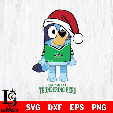 Marshall Thundering Herd Christmas Bluey Sport Cut Files,Bluey Cricut,Christmas Svg , Bluey svg , Digital Download, dxf eps png pdf file