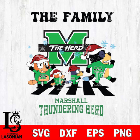 Marshall Thundering Herd Family Bluey Christmas Svg Eps Dxf Png File, Digital Download