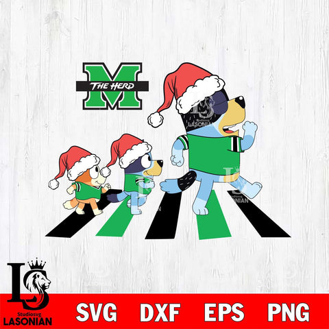 Marshall Thundering Herd Family Bluey Walking Christmas Svg Eps Dxf Png File, Digital Download, Instant Download