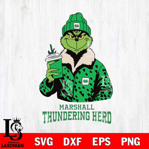 Marshall Thundering Herd Grinch Christmas Cut Files Cricut, Svg Dxf Eps Png file, Digital download , Silhouette