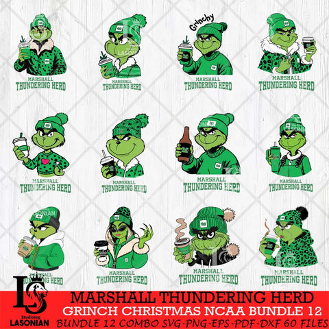 Marshall Thundering Herd Grinch Christmas NCAA Bundle 12 Svg Eps Dxf Png File,Cricut files, Digital Download, Instant Download