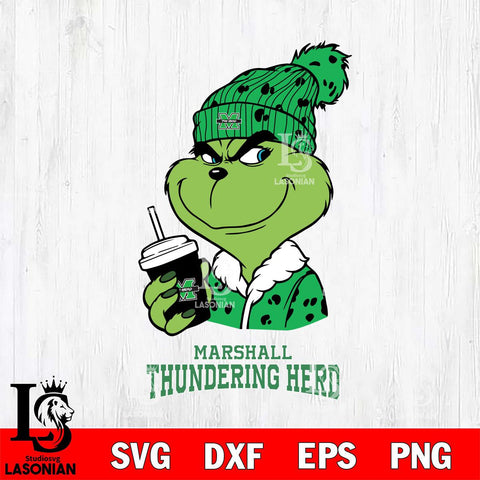 Marshall Thundering Herd Grinch Cofffe Christmas Cut Files Cricut, Svg Dxf Eps Png file, Digital download , Silhouette