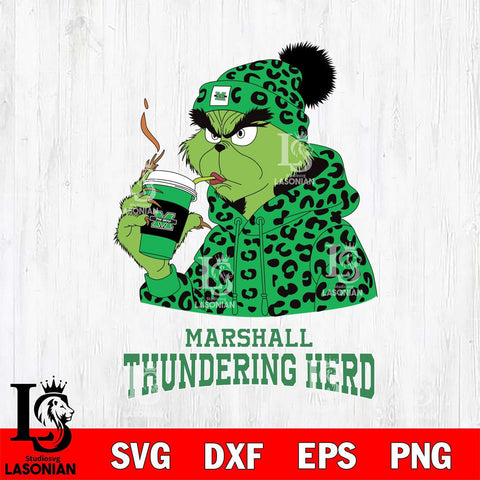 Marshall Thundering Herd Grinch Leopard Christmas Cut Files Cricut, Svg Dxf Eps Png file, Digital download , Silhouette