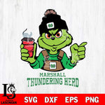 Marshall Thundering Herd Grinch with coffee Svg Eps Dxf Png File, Digital Download, Instant Download