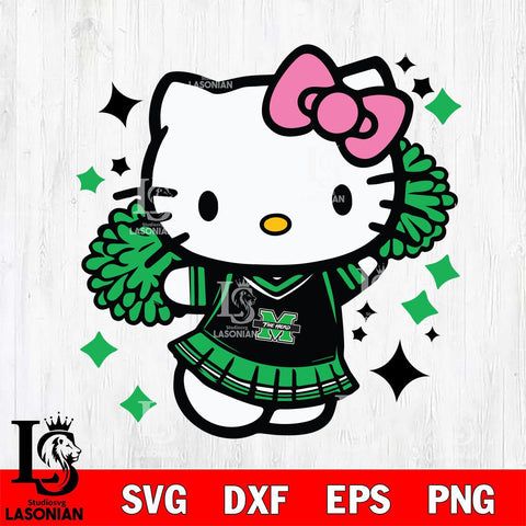 Marshall Thundering Herd Hello Kitty Cheerleader 4 Svg Eps Dxf Png File, Digital Download, Instant Download