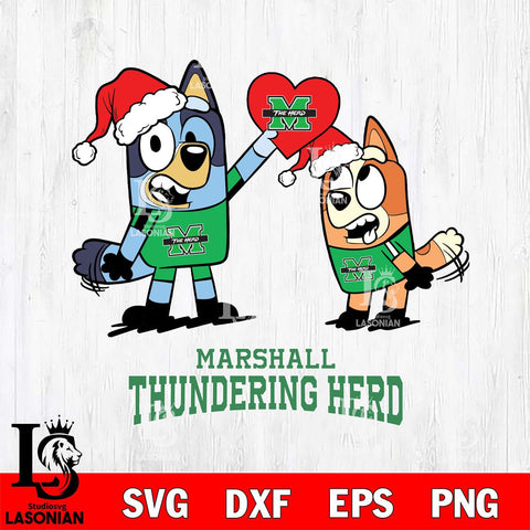 Marshall Thundering Herd Love Bluey Christmas Svg Eps Dxf Png File, Digital Download