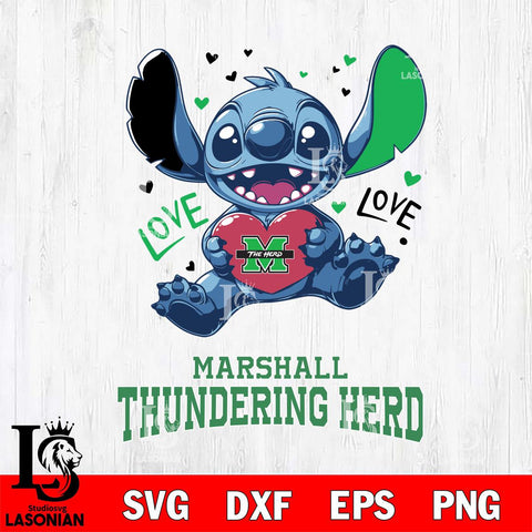 Marshall Thundering Herd Love Stitch, Svg Eps Dxf Png File, Digital Download