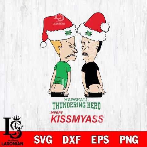 Marshall Thundering Herd Merry KissMyass Svg Eps Dxf Png File,NCAA Svg Files,Digital Download,Sublimation,Instant Download