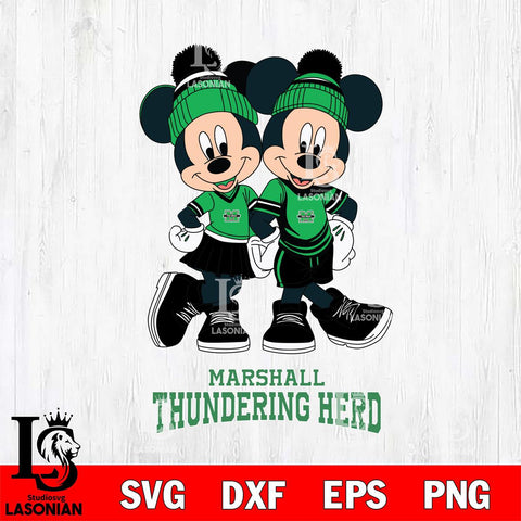 Marshall Thundering Herd Mickey And Minnie Mouse Football Svg Eps Dxf Png File, NCAA svg , File Cut , Digital Download , Instant Download, Cut Svg Files