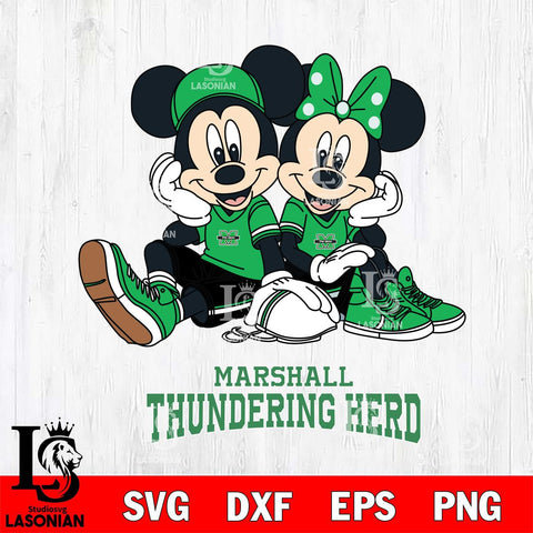 Marshall Thundering Herd Mickey Minnie Mouse Football Sit Svg Eps Dxf Png File, NCAA svg , File Cut , Digital Download , Instant Download, Cut Svg Files