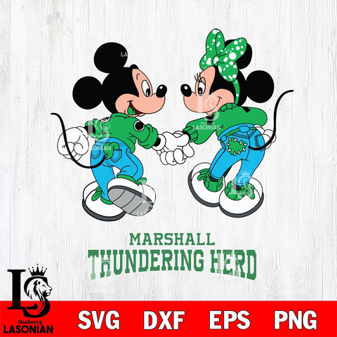 Marshall Thundering Herd Mickey Minnie Valentine Rugby Svg Eps Dxf Png File, Digital Download ,Instant Download, Cricut File