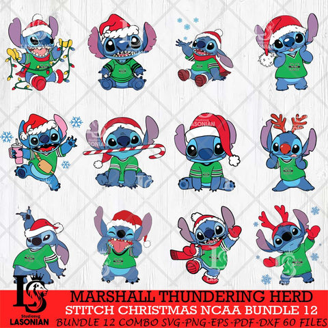 Marshall Thundering Herd Stitch Christmas NCAA Bundle 12 Svg Eps Dxf Png File, Digital Download, Instant Download