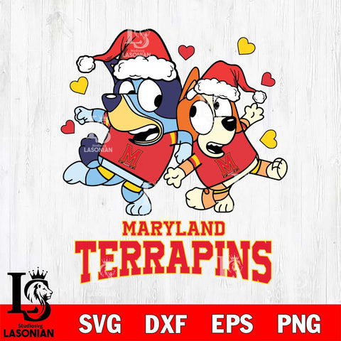 Maryland Terrapins Bluey Christmas NFL Svg Eps Dxf Png File, Digital Download