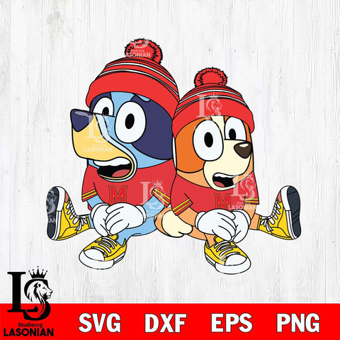 Maryland Terrapins Bluey & Bingo Christmas Svg Eps Dxf Png File, Digital Download, Instant Download