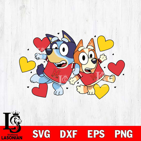 Maryland Terrapins Bluey heart Svg Eps Dxf Png File, Digital Download, Instant Download