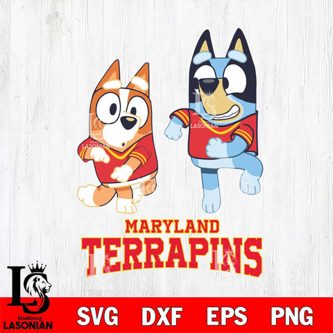 Maryland Terrapins Bluey with Chilli Dance Svg Eps Dxf Png File, Digital Download, Instant Download