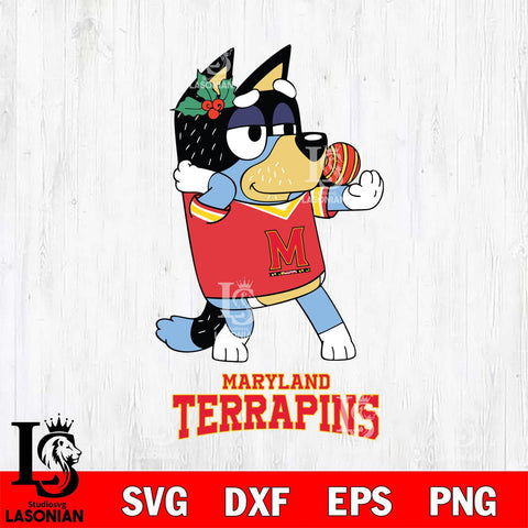 Maryland Terrapins Christmas Bluey Bandit Heeler Cut Files,Bluey Cricut,Christmas Svg , Bluey svg , Digital Download, dxf eps png pdf file