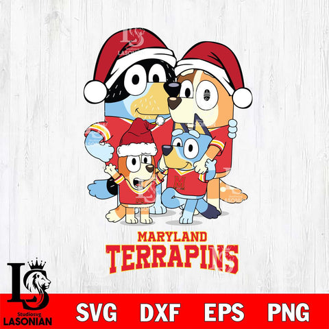 Maryland Terrapins Christmas Bluey Family Sport Cut Files,Bluey Cricut,Christmas Svg , Bluey svg , Digital Download, dxf eps png pdf file