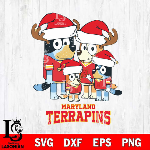 Maryland Terrapins Christmas Bluey Santa Family Cut Files,Bluey Cricut,Christmas Svg , Bluey svg , Digital Download, dxf eps png pdf file